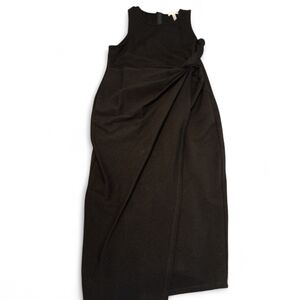 Leith Elegant Black Draped Pencil Skirt